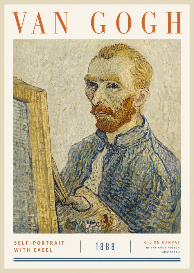Van Gogh Self-portrait with Easel I No2 - Plakát