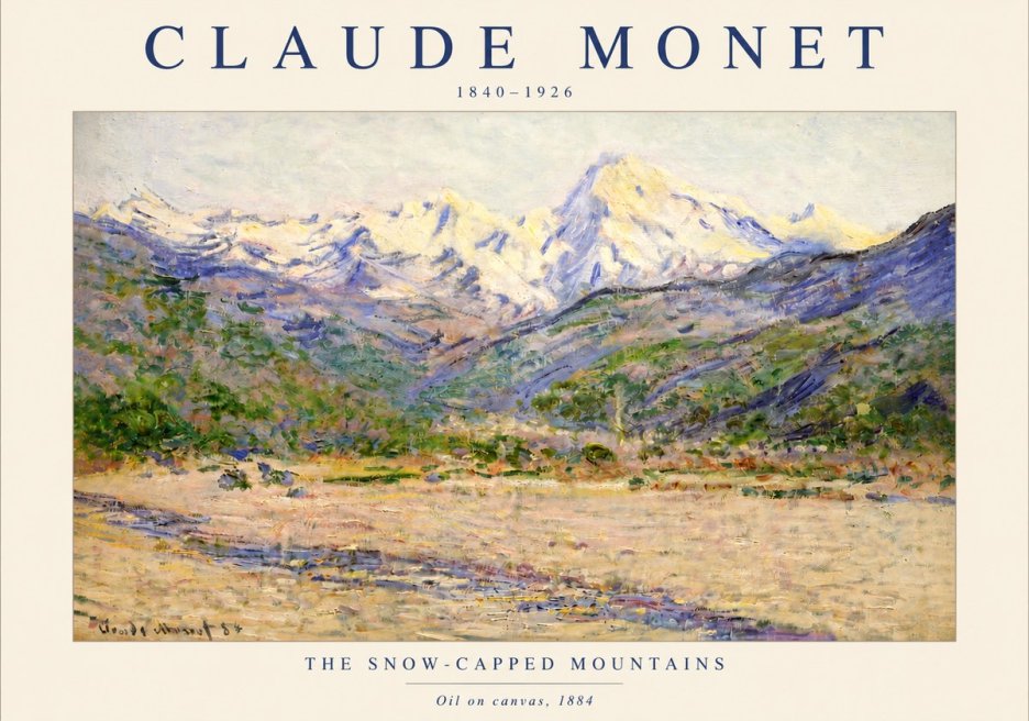 Monet The Snow-capped Mountains No3 - Plakát