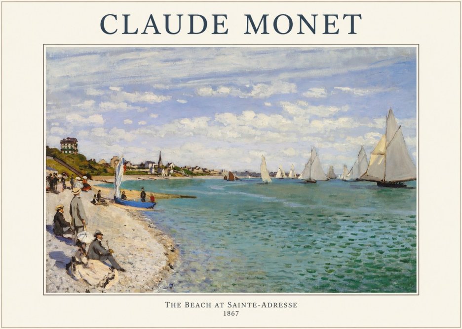 Monet The Beach at Sainte-adresse IV No1 - Plakát