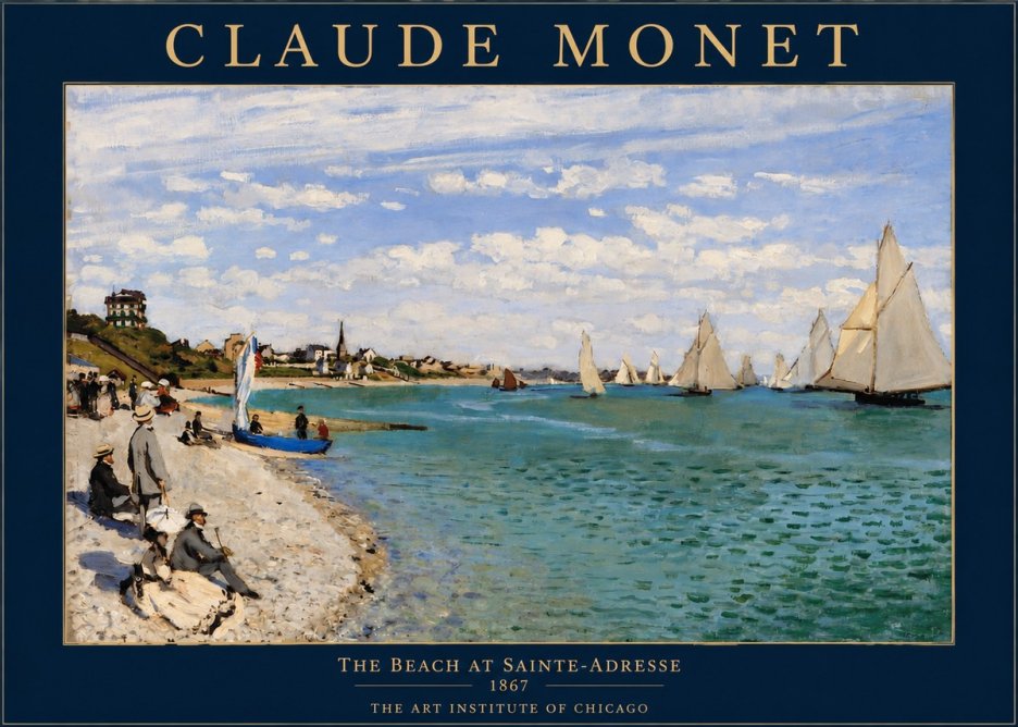 Monet The Beach at Sainte-adresse IV No2 - Plakát