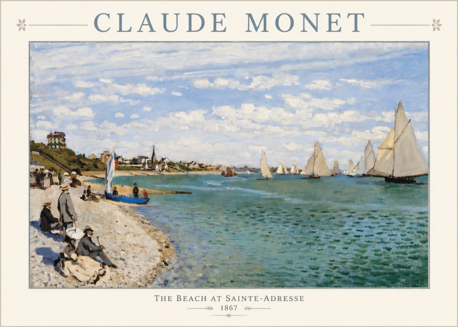 Monet The Beach at Sainte-adresse IV No3 - Plakát