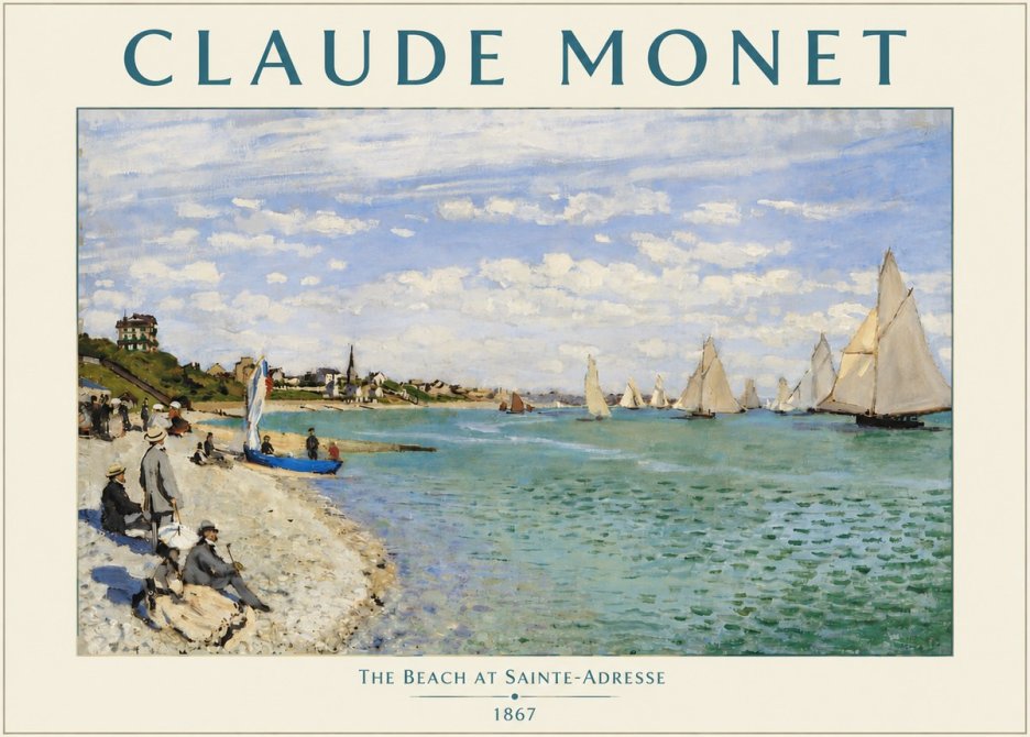 Monet The Beach at Sainte-adresse IV No4 - Plakát