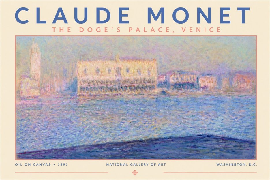 Monet The Doge's Palace, Venice No4 - Plakát