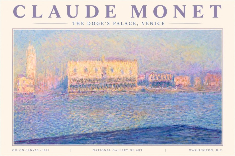 Monet The Doge's Palace, Venice No6 - Plakát