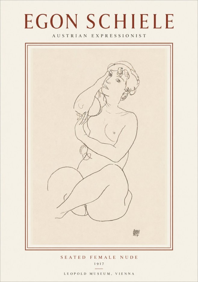 Schiele Seated Female Nude No1 - Plakát