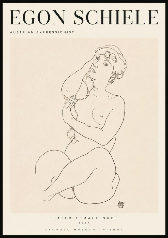 Schiele Seated Female Nude No2 - Plakát