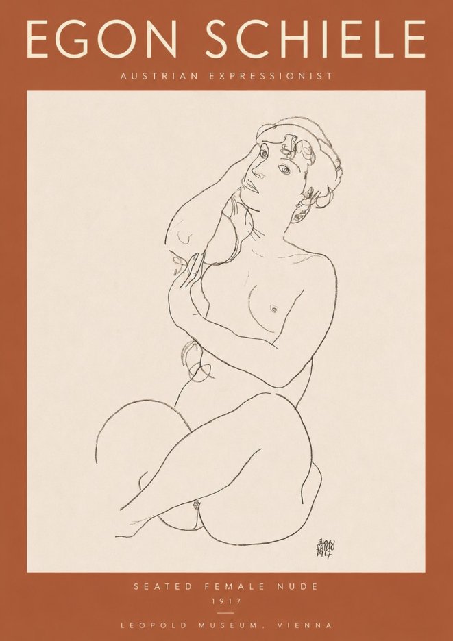 Schiele Seated Female Nude No3 - Plakát