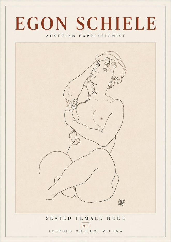 Schiele Seated Female Nude No4 - Plakát