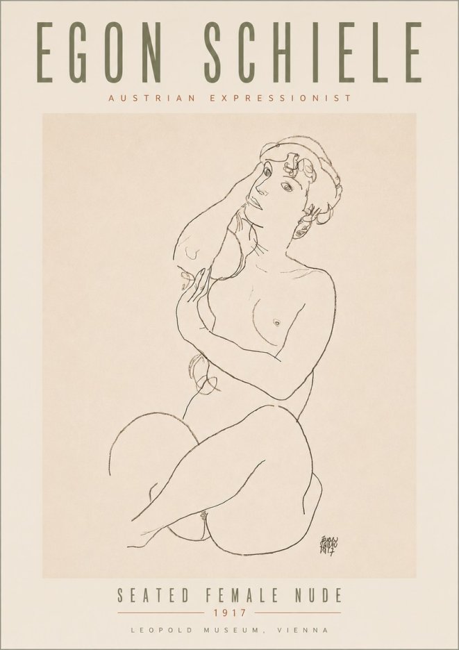 Schiele Seated Female Nude No5 - Plakát