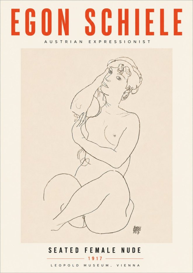 Schiele Seated Female Nude No6 - Plakát