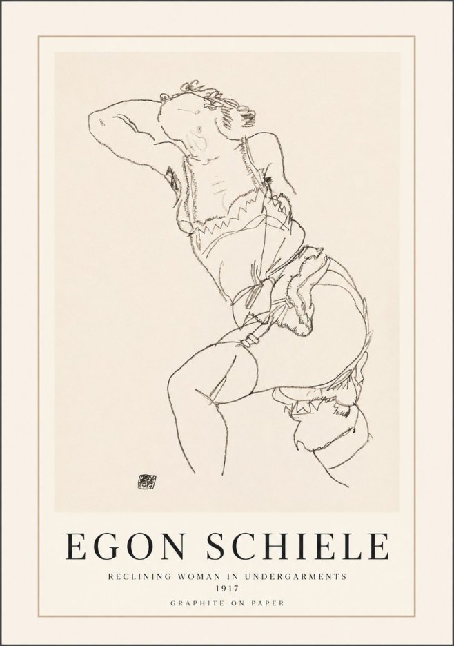 Schiele Reclining Woman in Undergarments No1 - Plakát