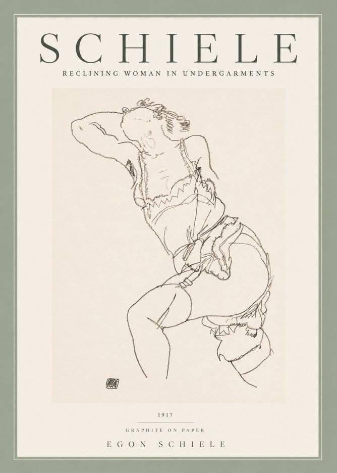 Schiele Reclining Woman in Undergarments No2 - Plakát
