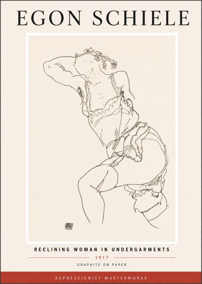Schiele Reclining Woman in Undergarments No4 - Plakát