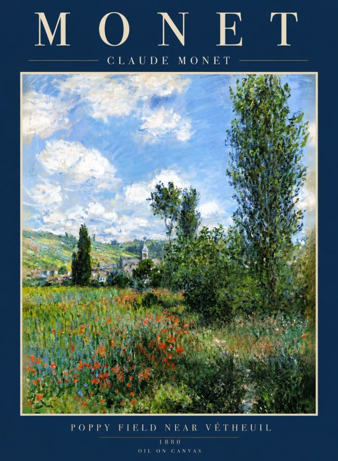 Monet Poppy Field Near Vétheuil No2 - Plakát