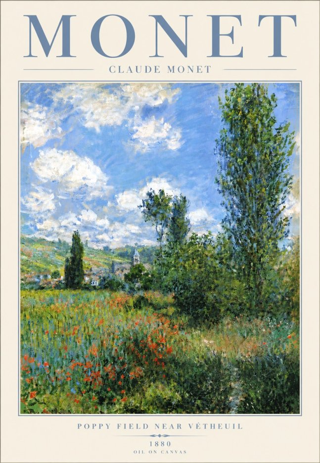 Monet Poppy Field Near Vétheuil No4 - Plakát