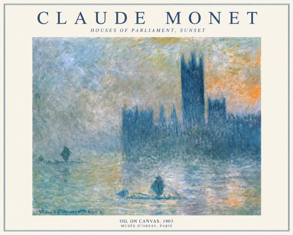 Monet Houses of Parliament, Sunset No1 - Plakát