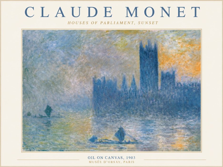 Monet Houses of Parliament, Sunset No3 - Plakát