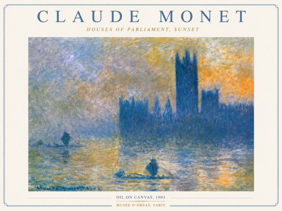 Monet Houses of Parliament, Sunset No5 - Plakát