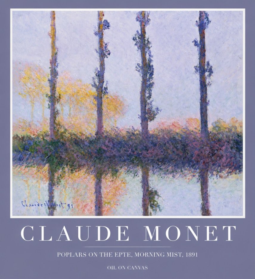 Monet Poplars on the Epte, Morning Mist, 1891 No2 - Plakát