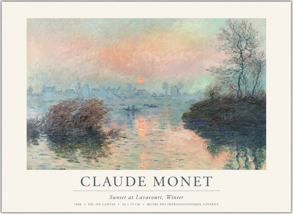 Monet Sunset at Lavacourt, Winter No1 - Plakát