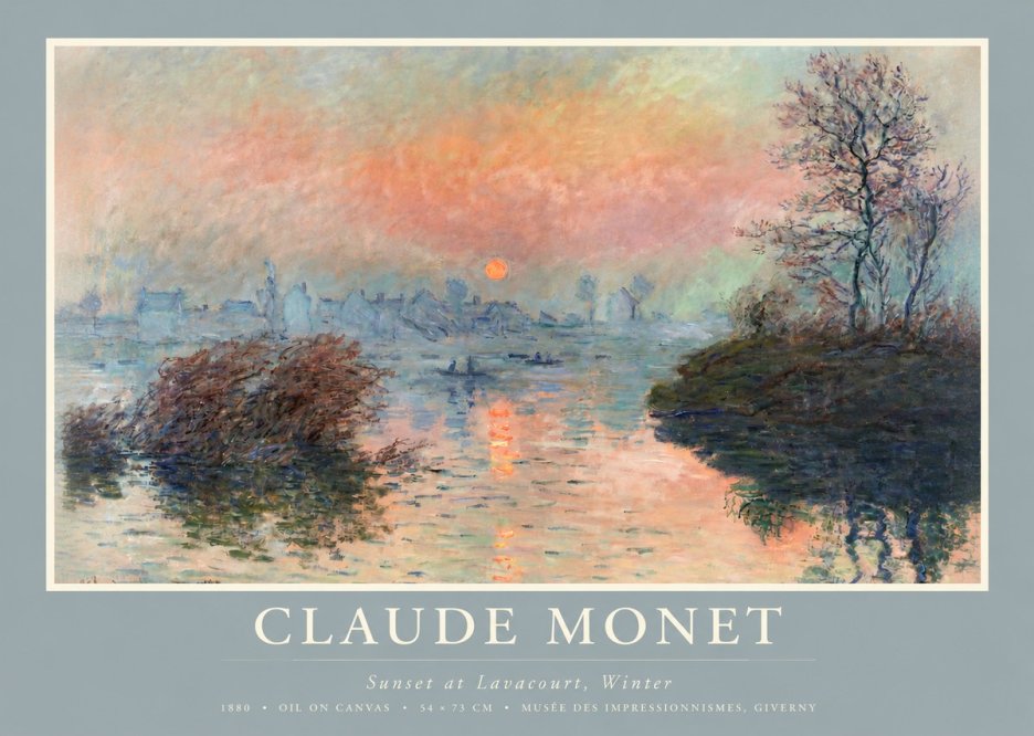 Monet Sunset at Lavacourt, Winter No2 - Plakát