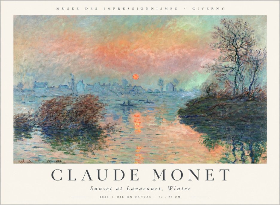Monet Sunset at Lavacourt, Winter No3 - Plakát