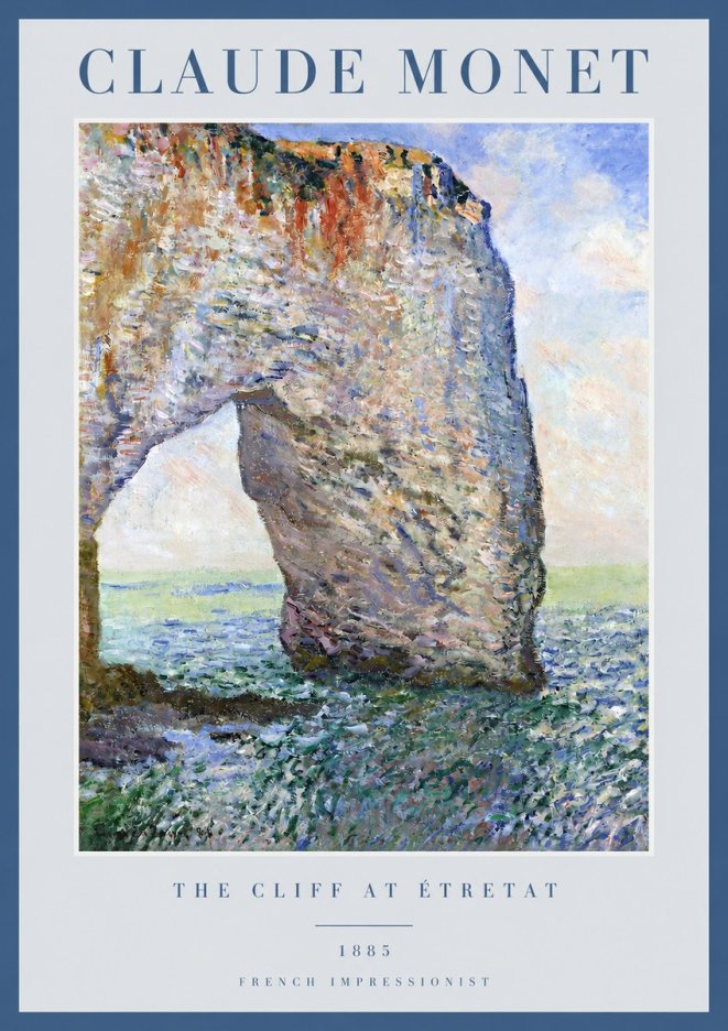 Monet The Cliff at Étretat No2 - Plakát