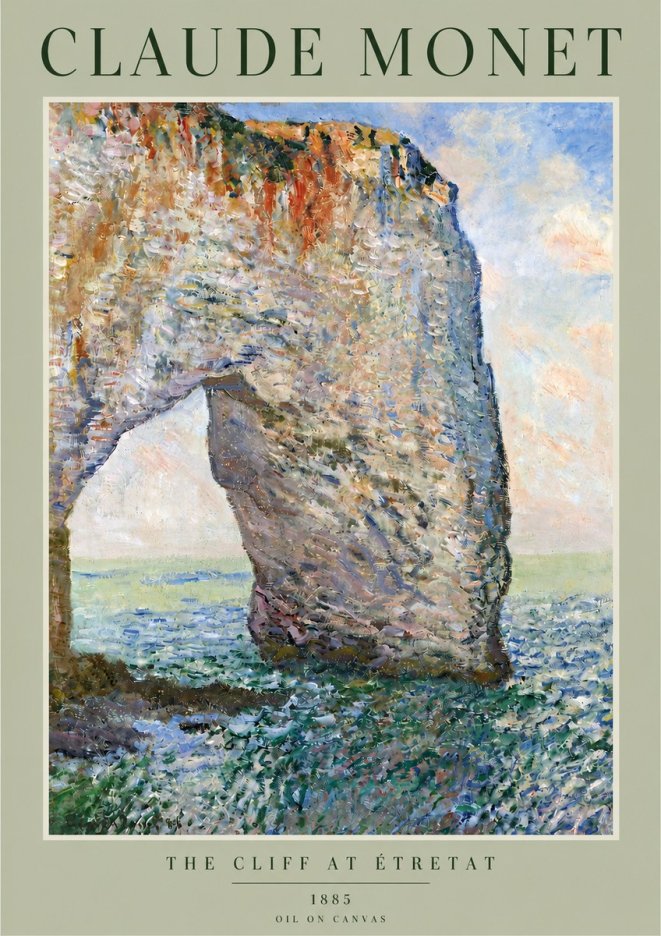 Monet The Cliff at Étretat No3 - Plakát