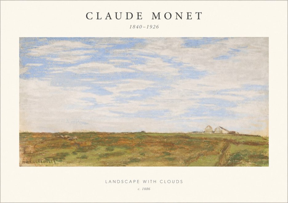 Monet Landscape with Clouds No1 - Plakát