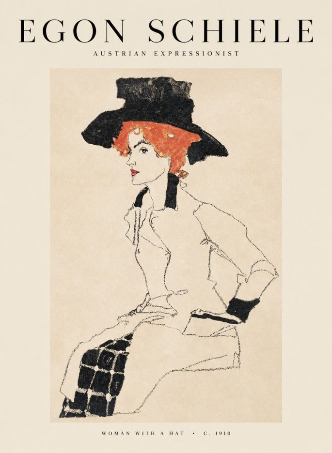 Schiele Woman with a Hat No1 - Plakát