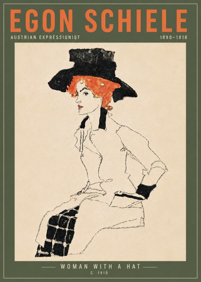 Schiele Woman with a Hat No6 - Plakát