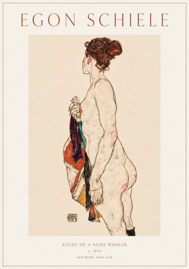 Schiele Study of a Nude Woman No1 - Plakát