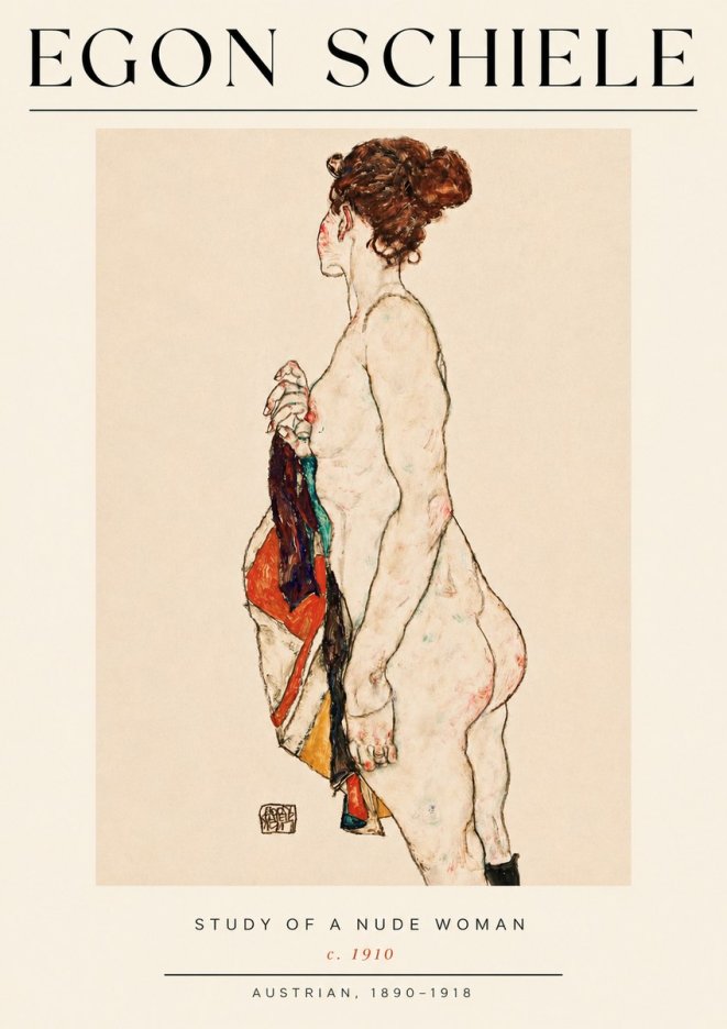 Schiele Study of a Nude Woman No4 - Plakát