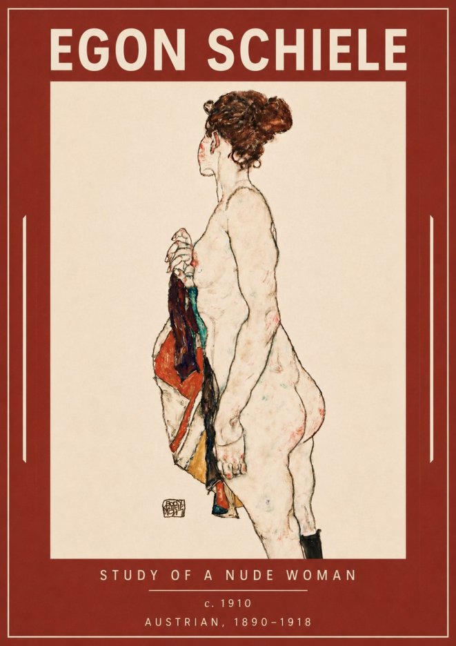 Schiele Study of a Nude Woman No5 - Plakát