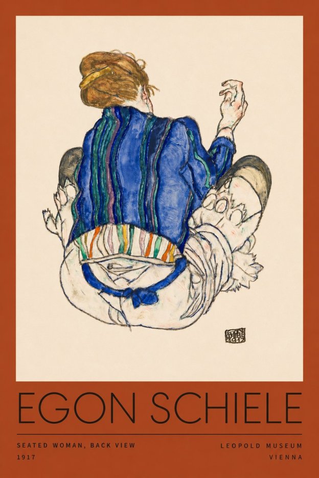 Schiele Seated Woman, Back View No2 - Plakát