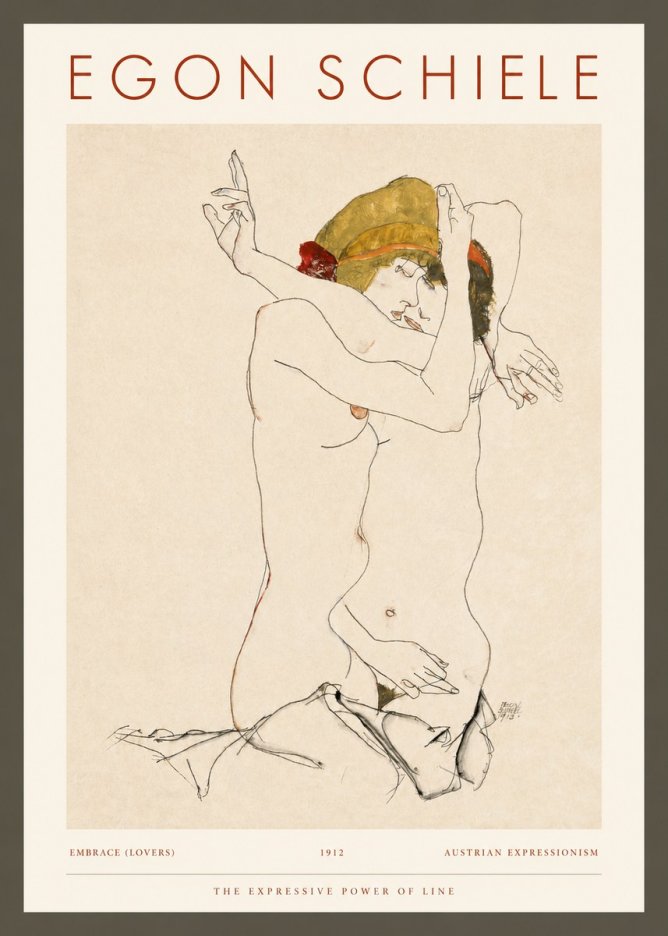 Schiele Embrace (Lovers) No2 - Plakát
