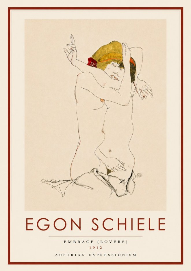 Schiele Embrace (Lovers) No3 - Plakát
