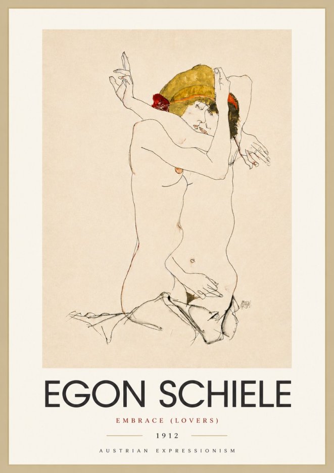 Schiele Embrace (Lovers) No4 - Plakát