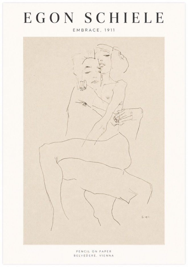 Schiele Embrace, 1911 No1 - Plakát