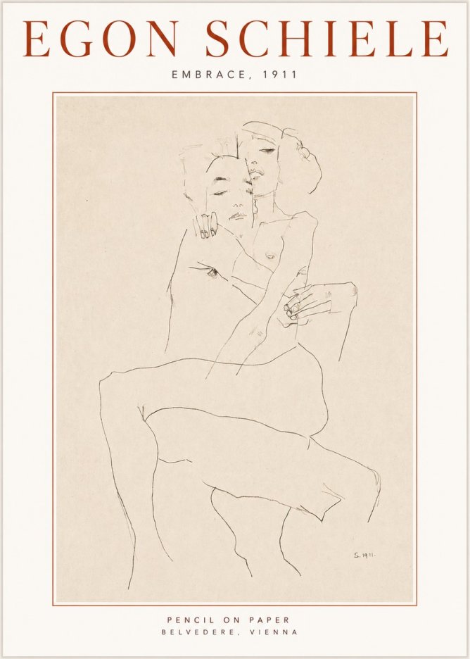 Schiele Embrace, 1911 No3 - Plakát