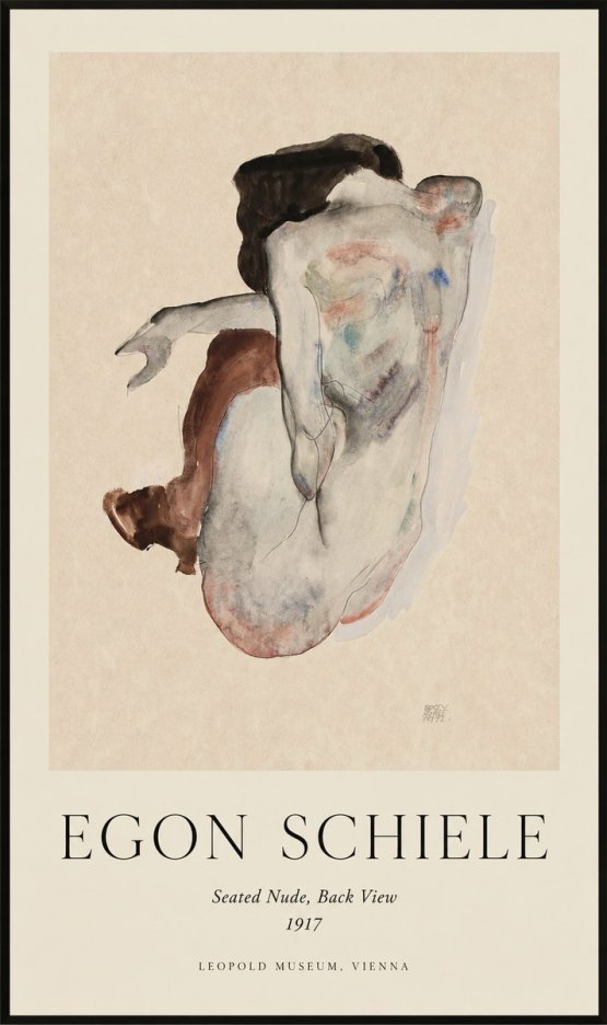 Schiele Seated Nude, Back View No1 - Plakát