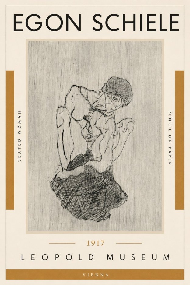 Schiele Seated Woman No5 - Plakát