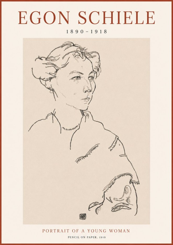 Schiele Portrait of a Young Woman No1 - Plakát