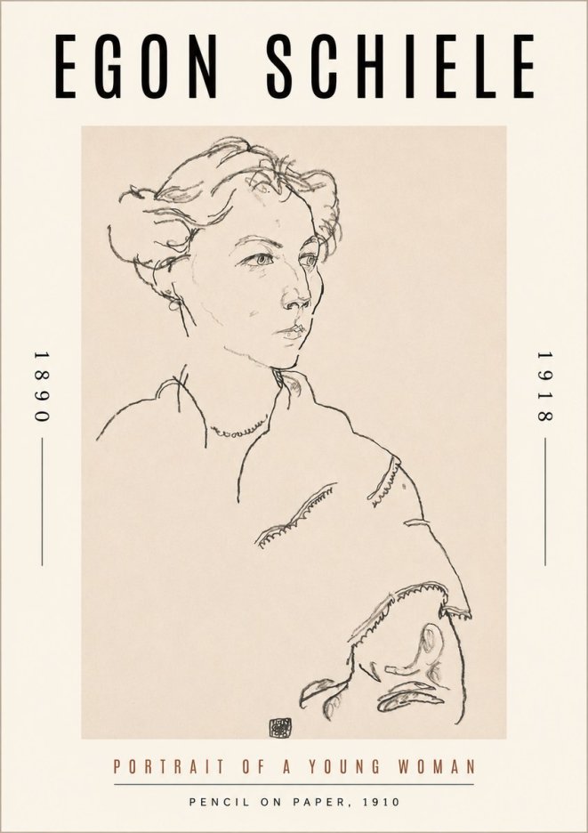 Schiele Portrait of a Young Woman No3 - Plakát