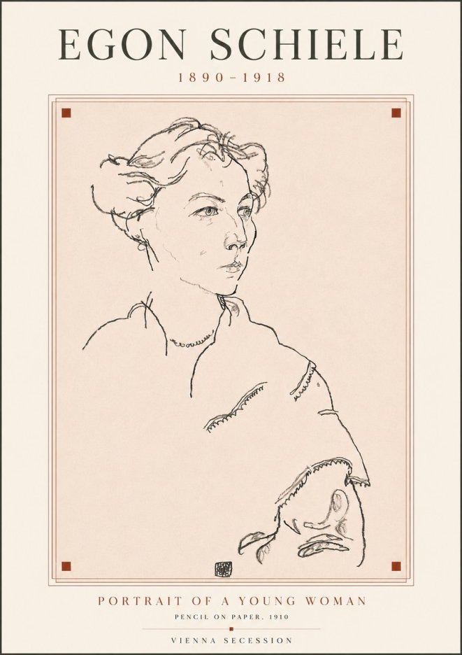 Schiele Portrait of a Young Woman No5 - Plakát