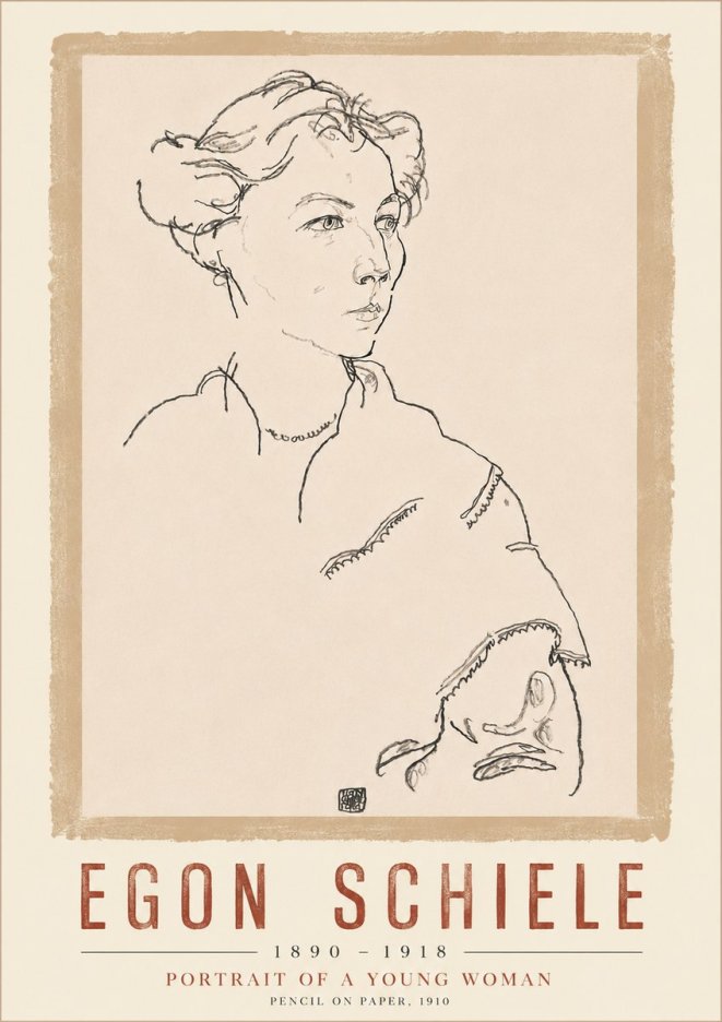 Schiele Portrait of a Young Woman No6 - Plakát