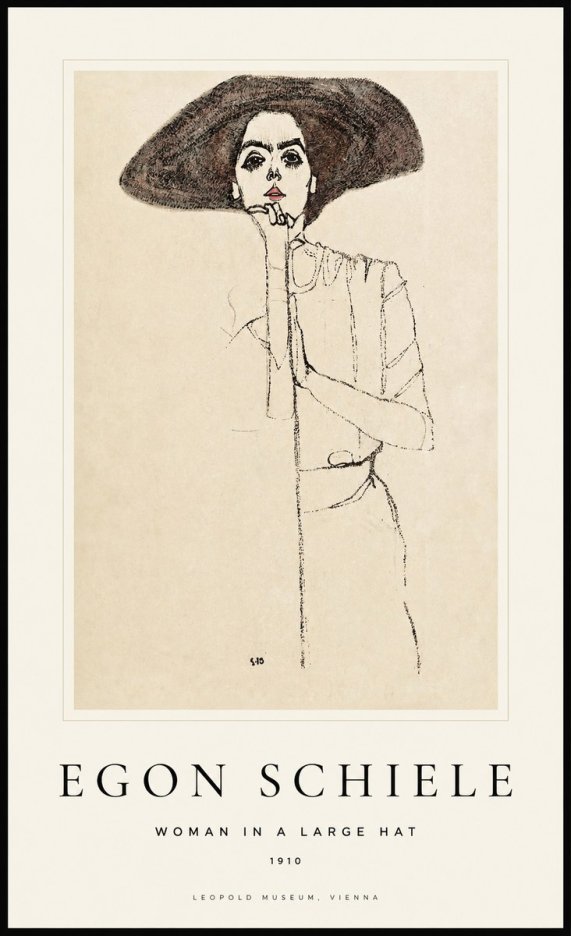 Schiele Woman in a Large Hat No1 - Plakát