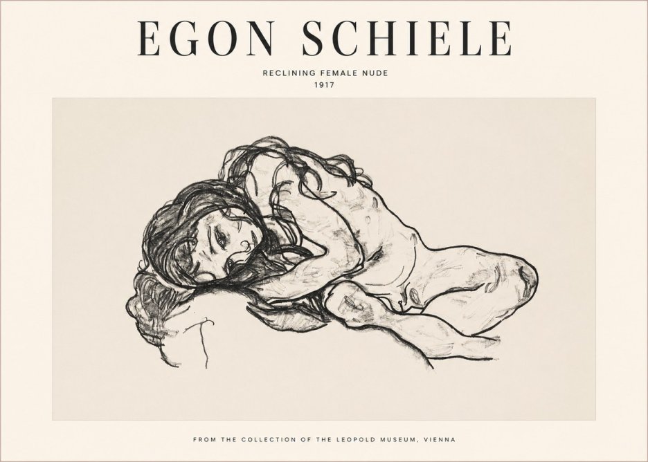 Schiele Reclining Female Nude No1 - Plakát