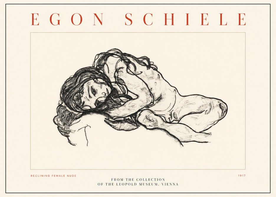 Schiele Reclining Female Nude No2 - Plakát