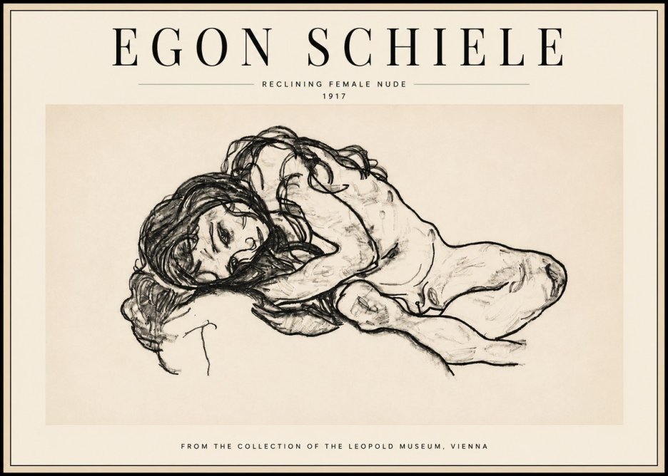 Schiele Reclining Female Nude No3 - Plakát